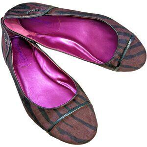 Coach Poppy Randy Animal Print Calf‎ Hair Leather Ballet Flats